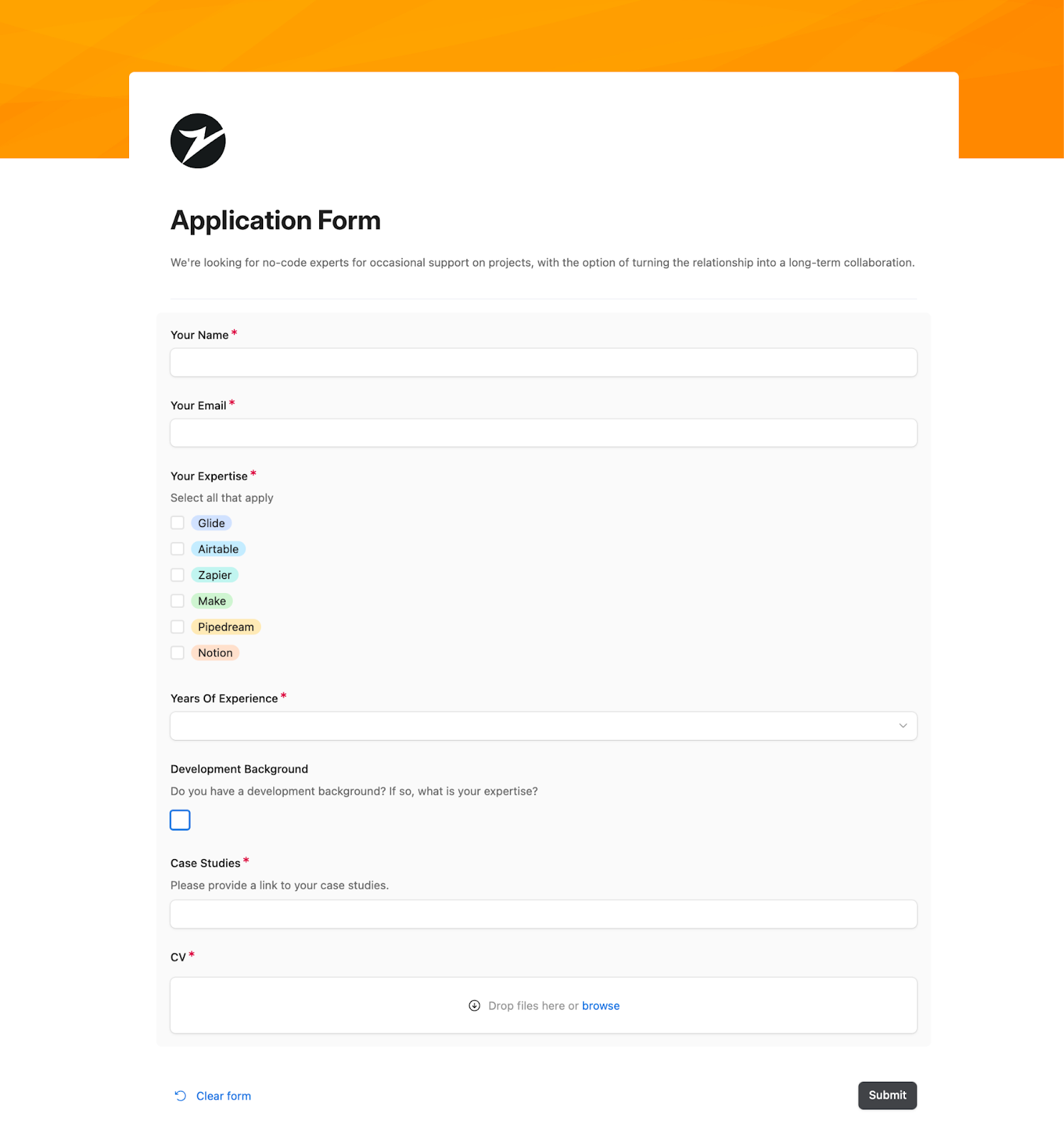 Airtable Application form