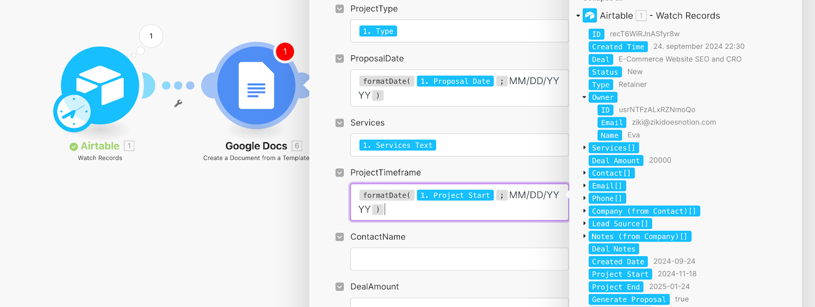 Make.com Basics: Build your first automation with Google Docs & Airtable