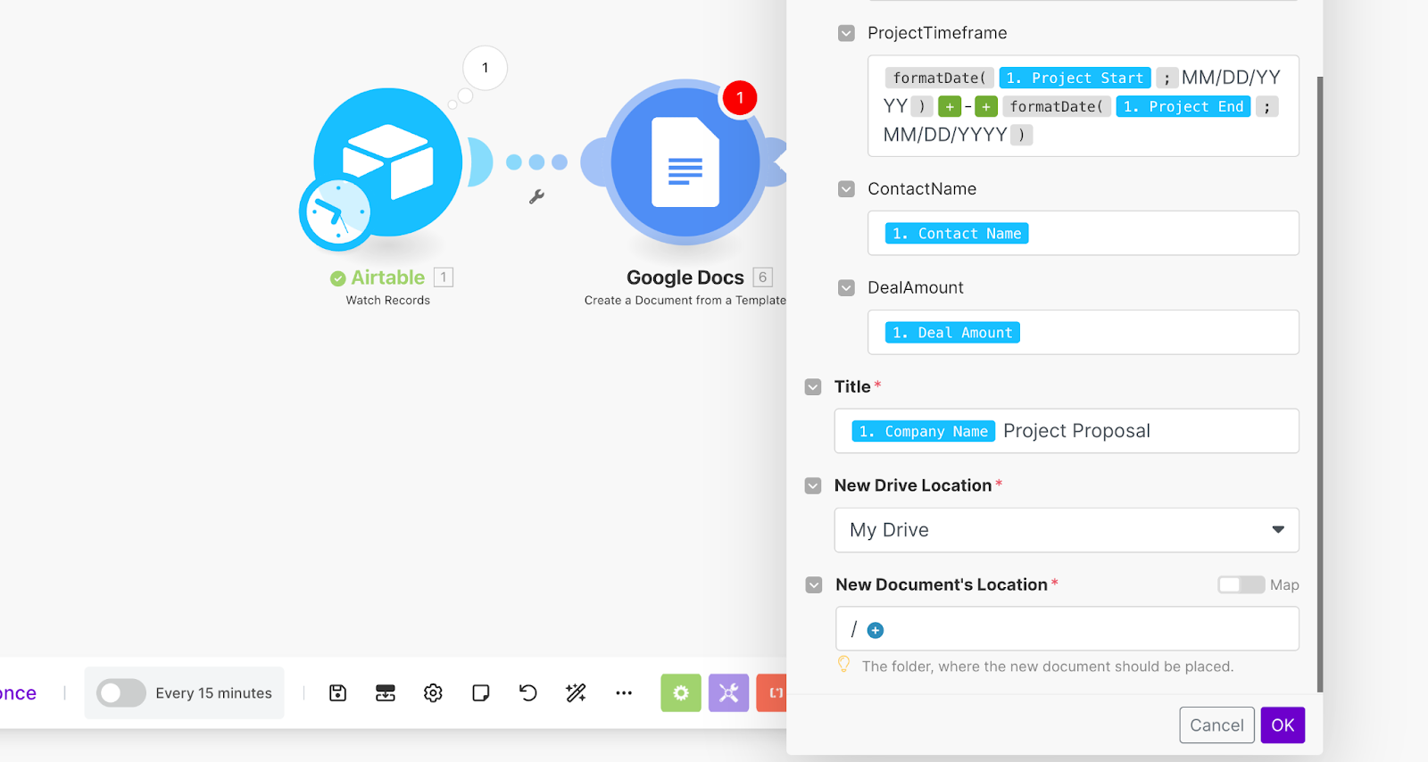 Make.com Basics: Build your first automation with Google Docs & Airtable