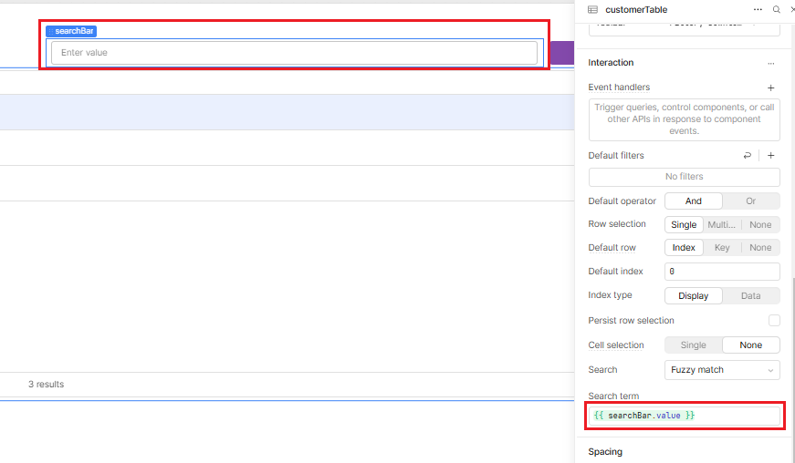Adding a search bar to a table in Retool.